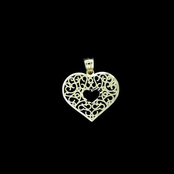 10K Real Gold Rope Chain and Diamond Cut Heart Pendant Set - Picture 5 of 9